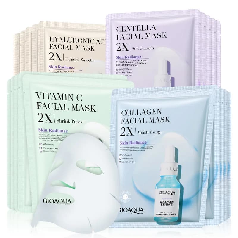 20 pcs BIOAQUA Centella Collagen Face Mask Hydrating Refreshing Masks in sheets Hyaluronic Acid Face Mask Skin Care Products