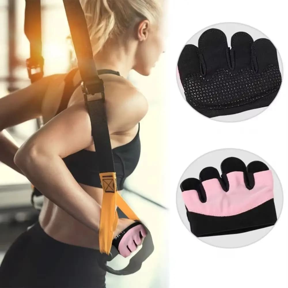 1 pair of weight lifting gloves with palm protection, four-finger anti-slip gym gloves, breathable and thickened