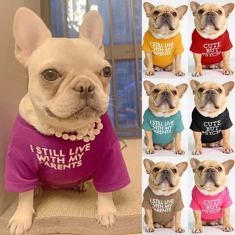 Primavera estate vestiti per cani da compagnia t-shirt girocollo per cani di piccola taglia Bulldog francese Shiba Inu pullover per cuccioli gilet con stampa di lettere