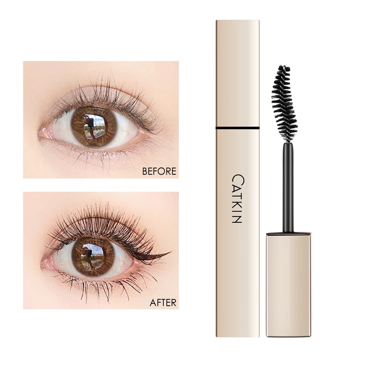 CATKIN Black Mascara, Volumizing and Extinguishing, Waterproof, Nutrition for Eyelashes, Create Eyelashes from the More Long & Mad Appearance