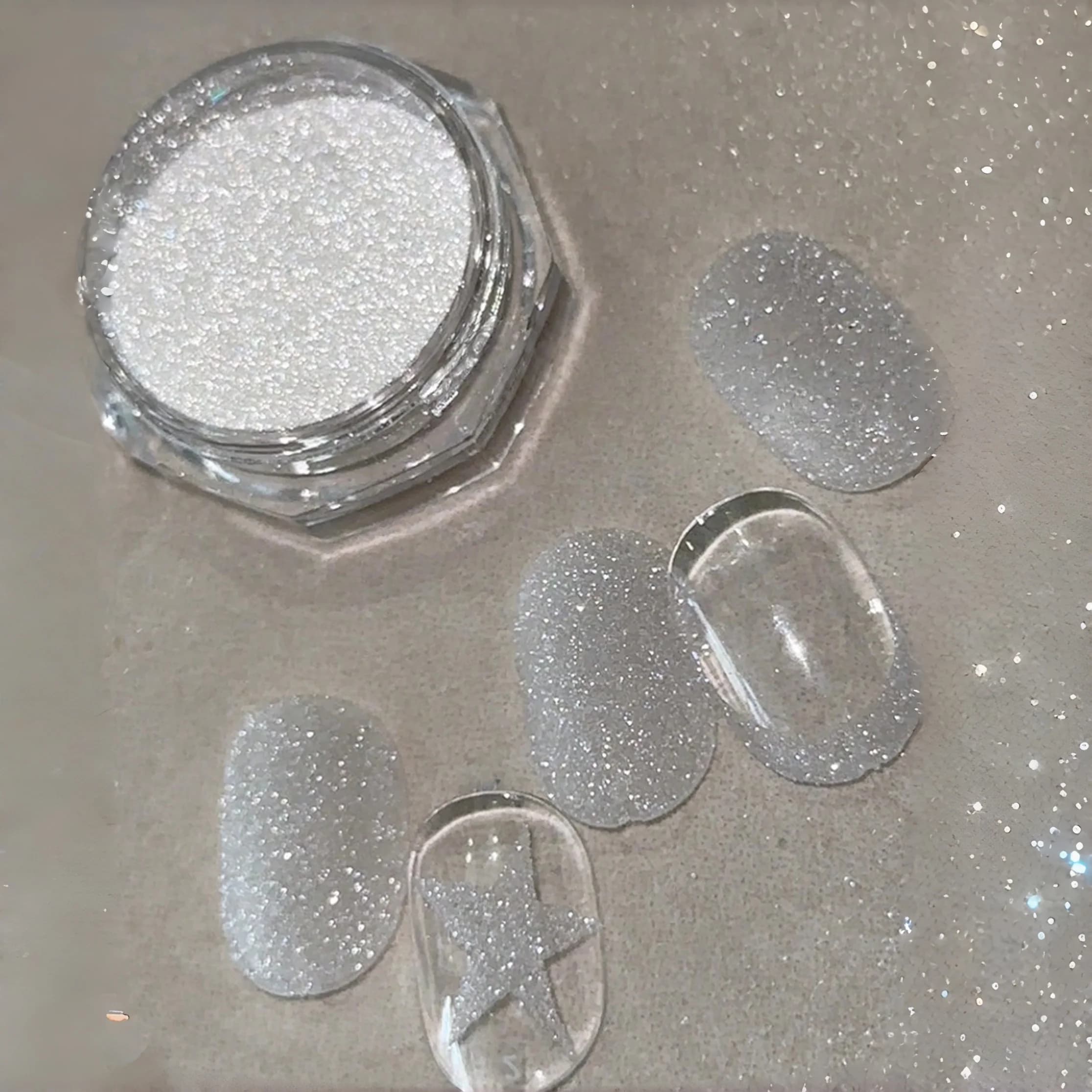Polvere per unghie con diamante di cristallo di sale marino, polvere per unghie con zucchero glitter ultra fine, nail art fai da te, design con fiocchi di neve