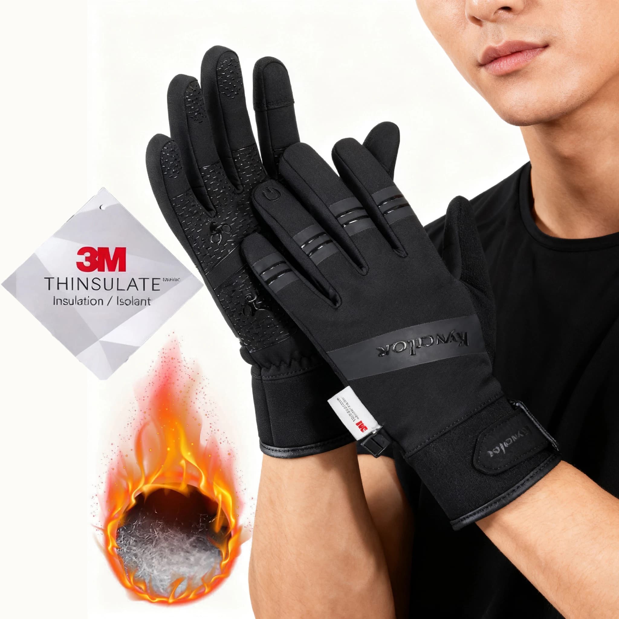 3M black ski gloves waterproof winter warm cycling outdoor sport riding motorcycle touch screen men's snowboard gloves