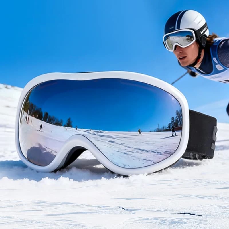 Occhiali da Sci a Doppio Strato con Montatura Grande, Antivento, Antinebbia, Occhiali da Snowboard per Uomo e Donna