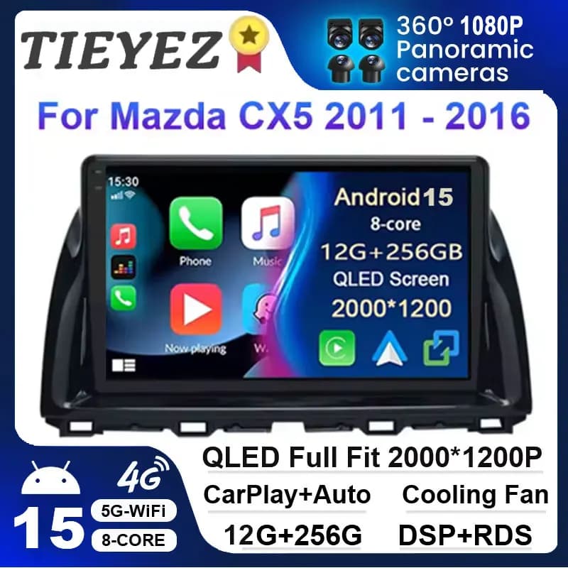 Android 15 Carplay Auto Autoradio Per Mazda CX5 2011 - 2016 CX-5 CX 5 Navigazione GPS Lettore Multimediale Video Stereo DVD WIFI + 4G