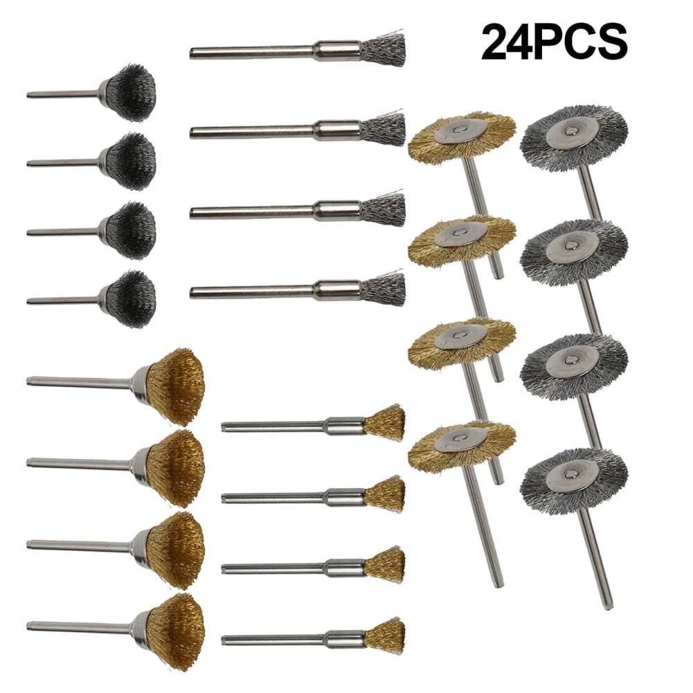 24 pcs brass brush steel wire wheel brush for metal surface cleaning Brushes for polishing tool brushes for rust removal