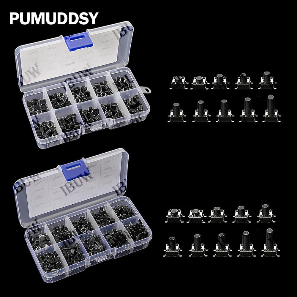 10 Valori/Scatola Microinterruttore 4P 6x6, Interruttore a Tasto 6*6, Kit Interruttore Tattile a Pulsante, Altezza: 4.3 5~13MM DIP per Arduino
