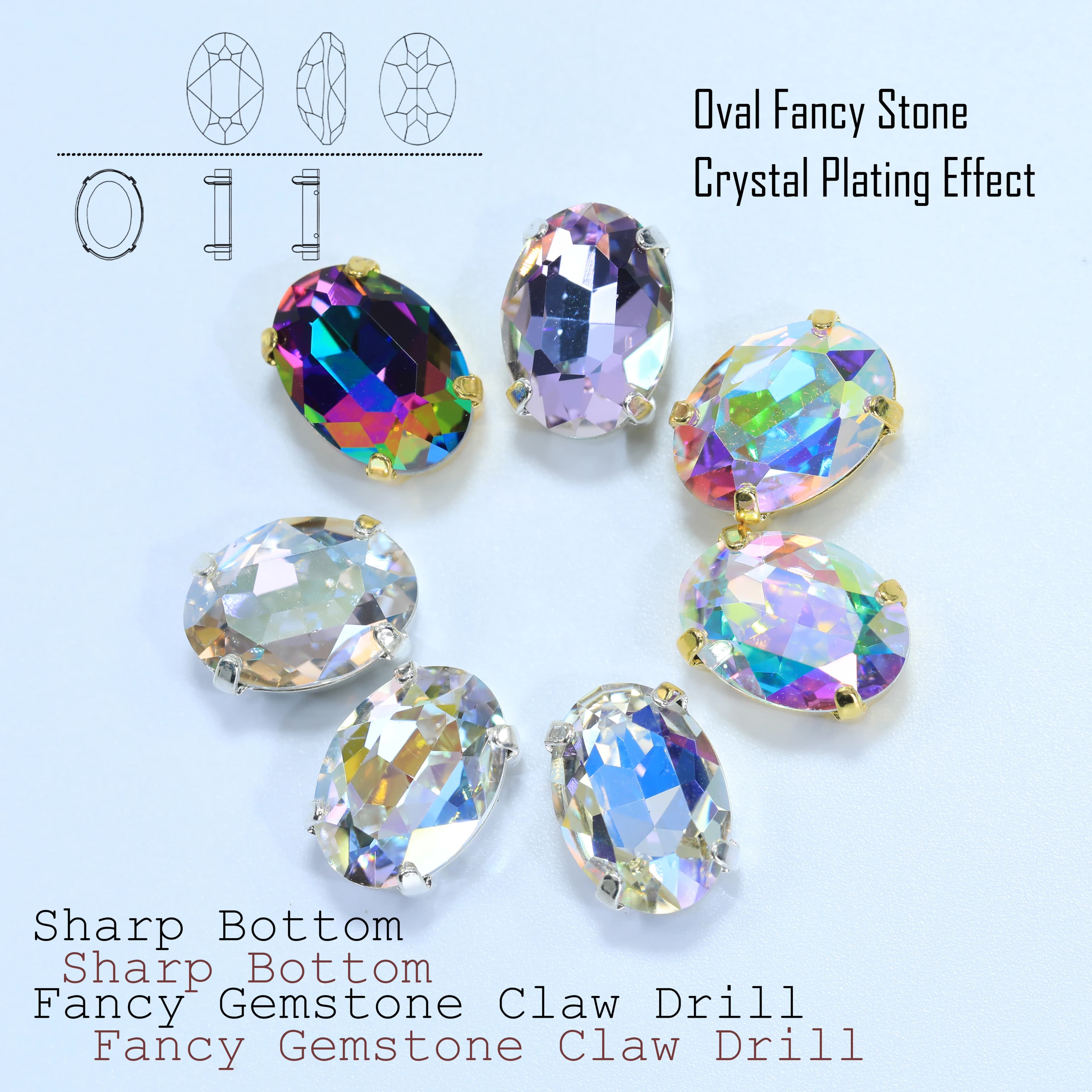 Set di artigli in pietra fantasia ovale premium con strass multi-taglio scintillante Impostazione sicura delle artigli Ideale per il design di gioielli Artigianato fai-da-te Indumento