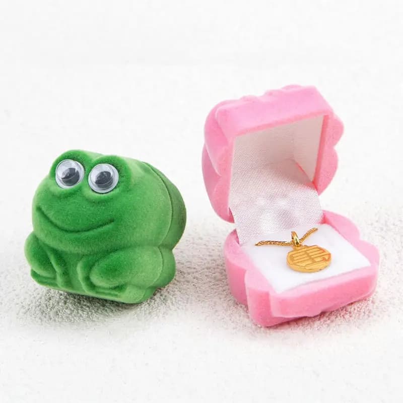 Mini scatola per anelli in velluto Custodia per gioielli creativa a forma di rana Scatola per esposizione di orecchini ad anello per proposta di matrimonio, fidanzamento, regalo di compleanno