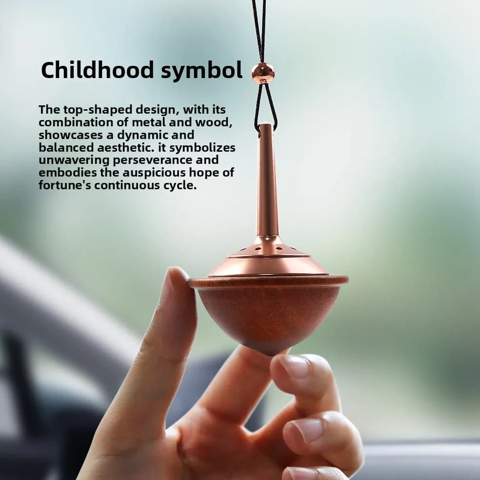 Wooden Car Gyro Aromatherapy Diffuser Handmade Solid Wood Bell Pendant Ornament for Car Phone Decor Men Gift