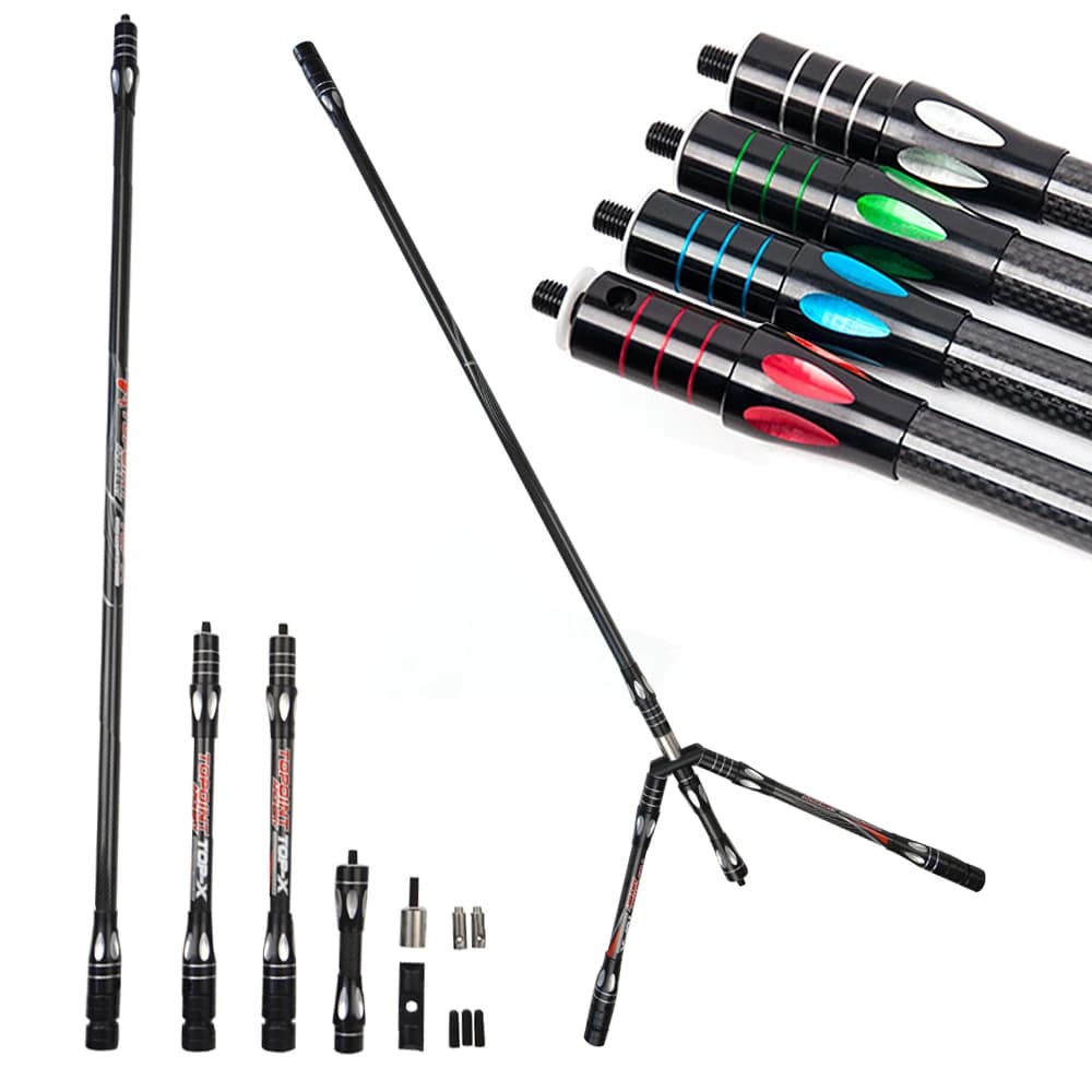 PR634 Balance Bar Tiro con l'arco Stabilizzatore in carbonio Stabilizzatore per arco composto ricurvo Asta da 30/10/5 pollici 40 gradi V-bar Tiro al bersaglio