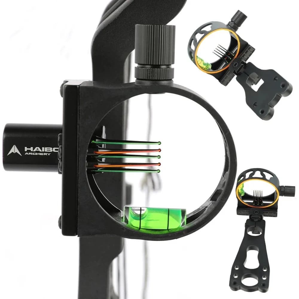 1pc Tiro con l'arco Arco composto 5Pin Sight 0.019 pollici Fibra ottica Arco di alluminio Sight per tiro con l'arco Caccia Tiro di mira Puntamento Strumento