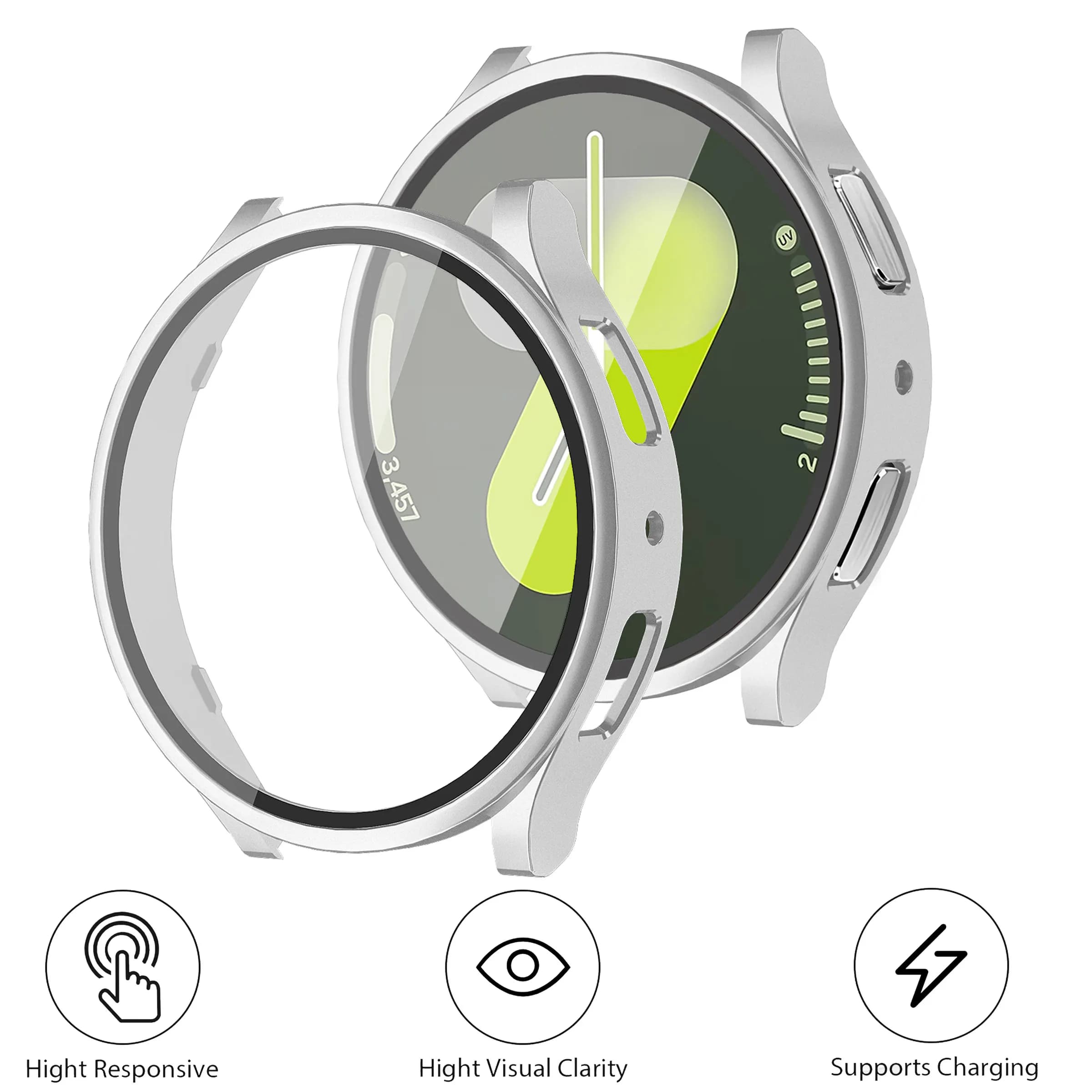 Custodia protettiva per schermo per Samsung Galaxy Watch 7 40mm 44mm Custodia per accessori + Custodia protettiva completa in vetro Custodia Galaxy watch7