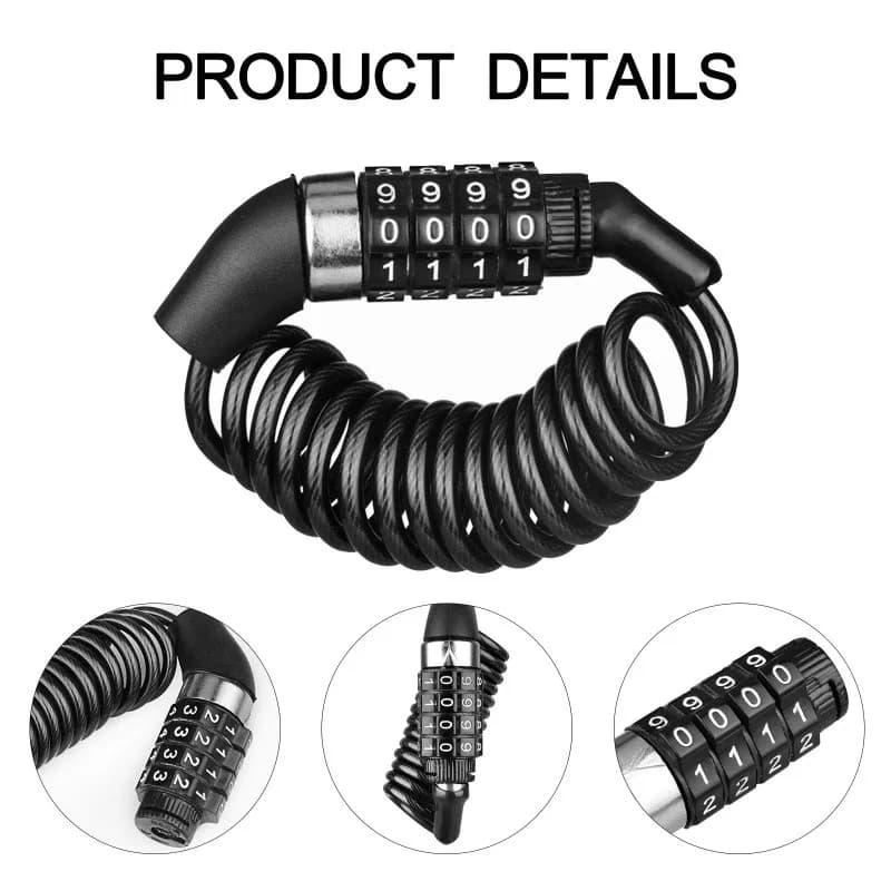Bicycle Mini Password Lock Portable Helmet Lock Durable Steel Wire Lock Mountain Bike Frame Lock Bicycle Accessories