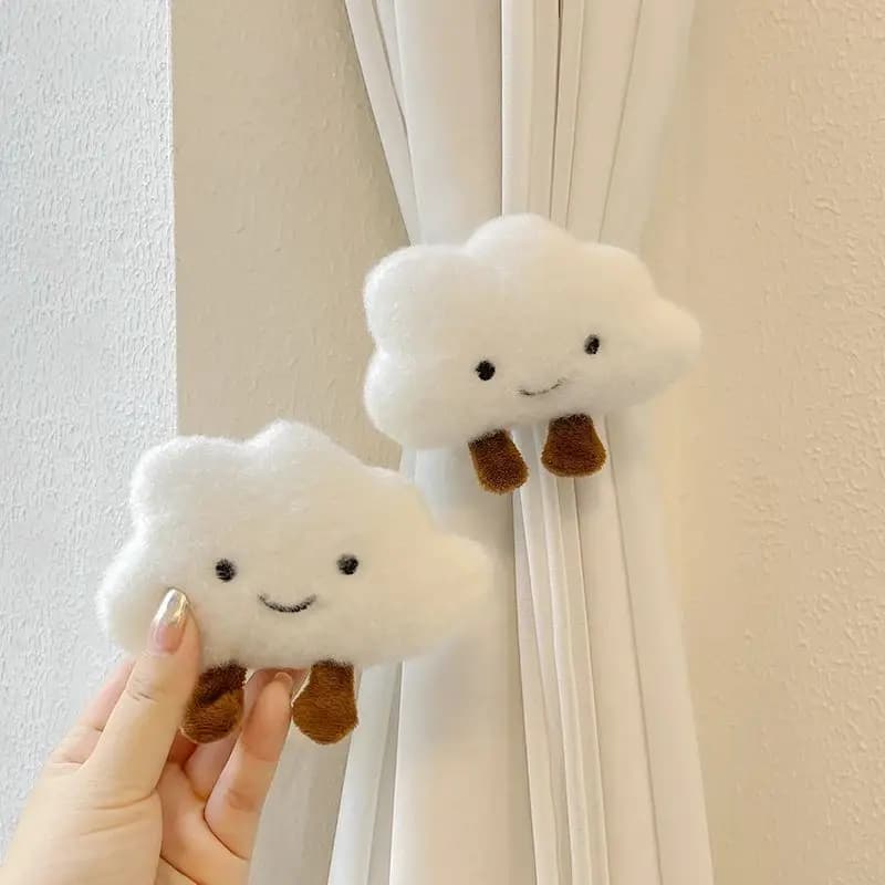 Nuovo fermacurtain a forma di cagnolino, in peluche, a forma di nuvola bianca, con fibbia elastica per tende da camera, decorazione per la casa