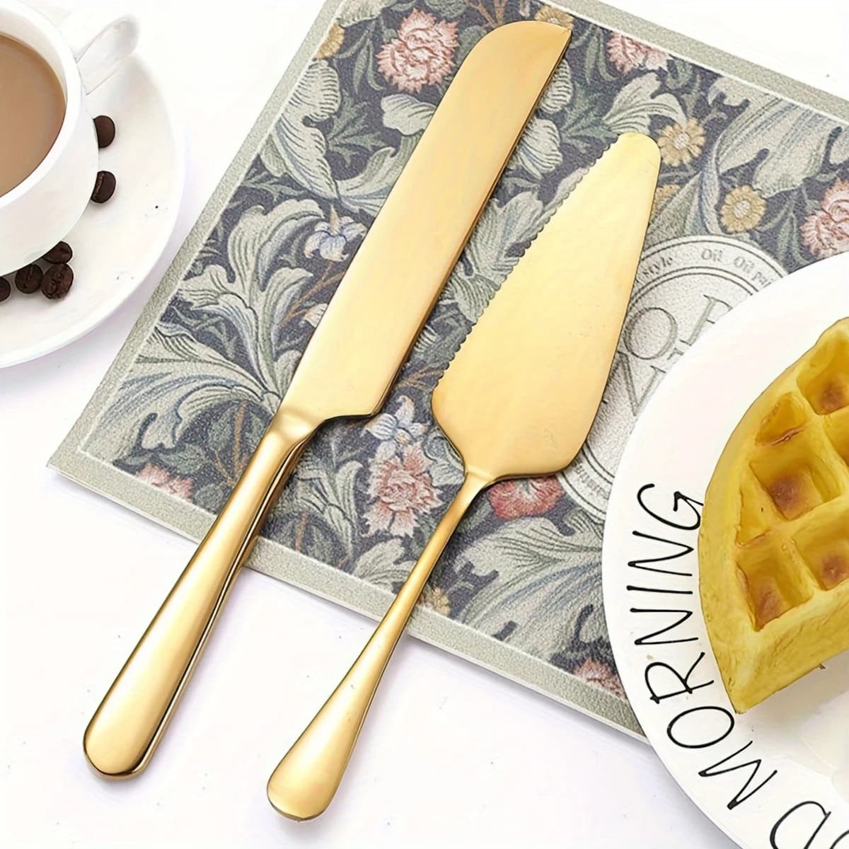 Set di Coltello e Spatola per Torte in Acciaio Inossidabile Durevole - Elegante Tagliapizza e Utensili per Pasticceria per Matrimoni, Compleanni