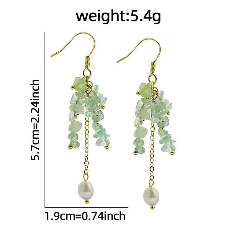 Women Freshwater Pearl Grape Agate Chain Long Hook Earrings Dainty Drop Dangle Ear Jewelry Fashion Accessories For Daily Wedding
