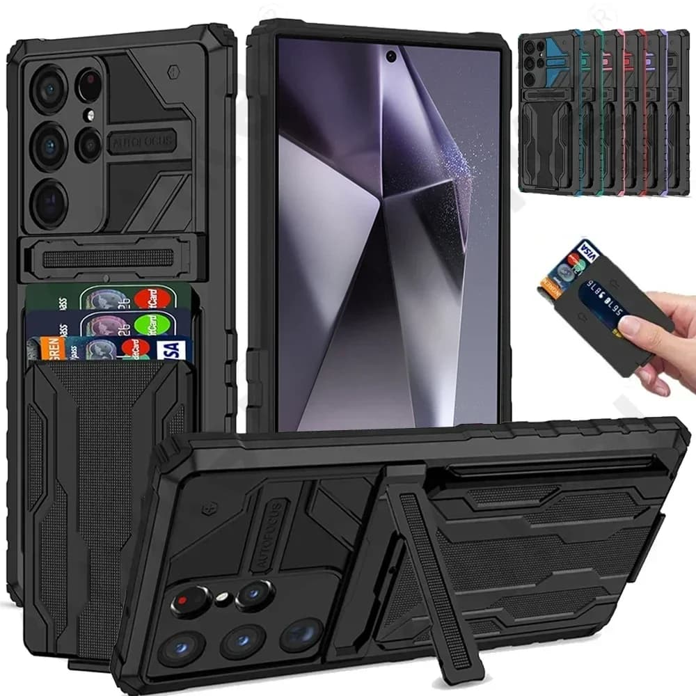 Custodia per Samsung S24 S23 S22 S25 S20 FE Ultra Plus A55 A56 Portafoglio con supporto per carta di credito Cavalletto Sottile Robusta copertura antiurto