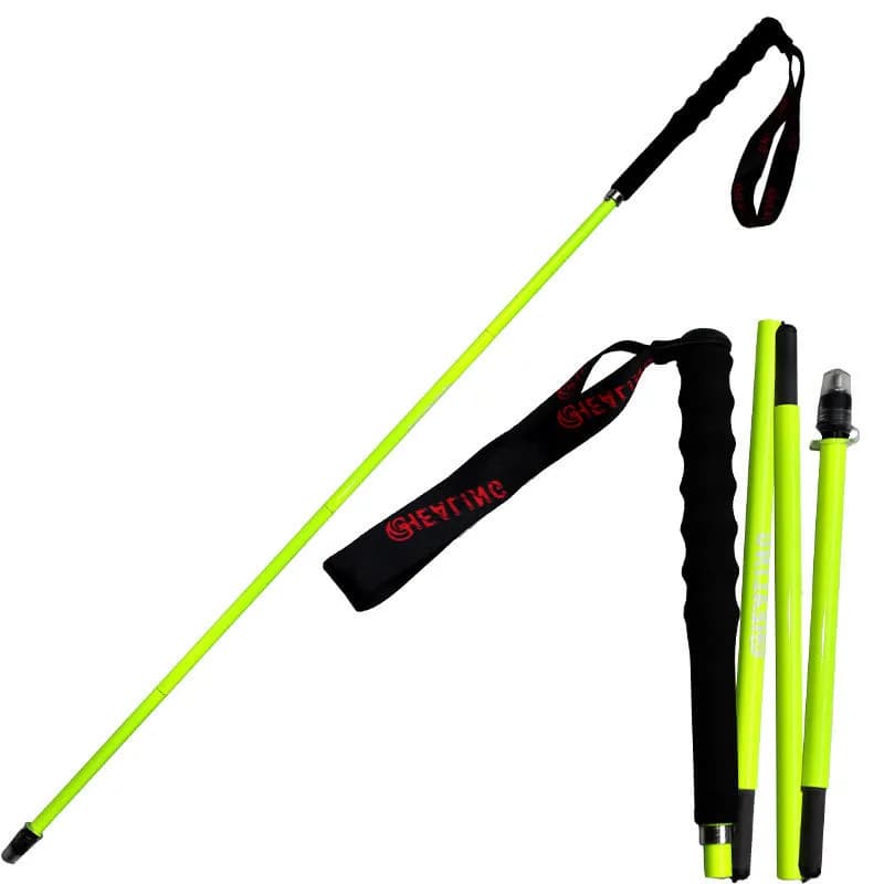 4 sections professional carbon fiber trekking poles: foldable and lightweight for hiking/ climbing, set of couples with fast locking system