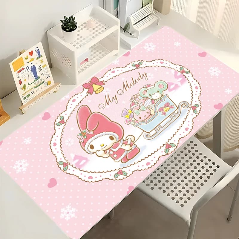 Tappetino per Mouse 90x40cm My Melody con Bordo Rinforzato, Grande Accessorio da Gaming per Computer, Tastiera e Mouse, Ideale come Regalo