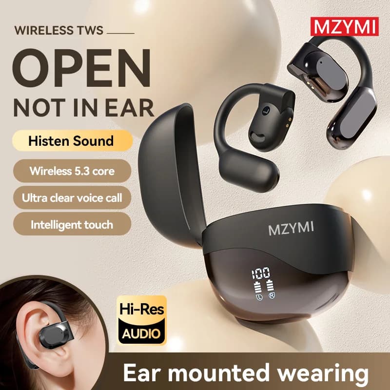 MZYMI Auricolari wireless per traduzione Bluetooth, traduzione in 144 lingue, Bluetooth 5.3, cuffie con display digitale per telefoni cellulari