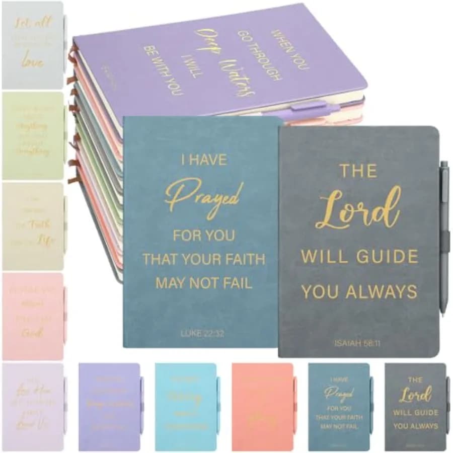 20 Pcs Christian Gifts for Women Bulk 10pcs Leather Christian Journals for Women Bible Notebooks with 10pcs Pens Inspirational