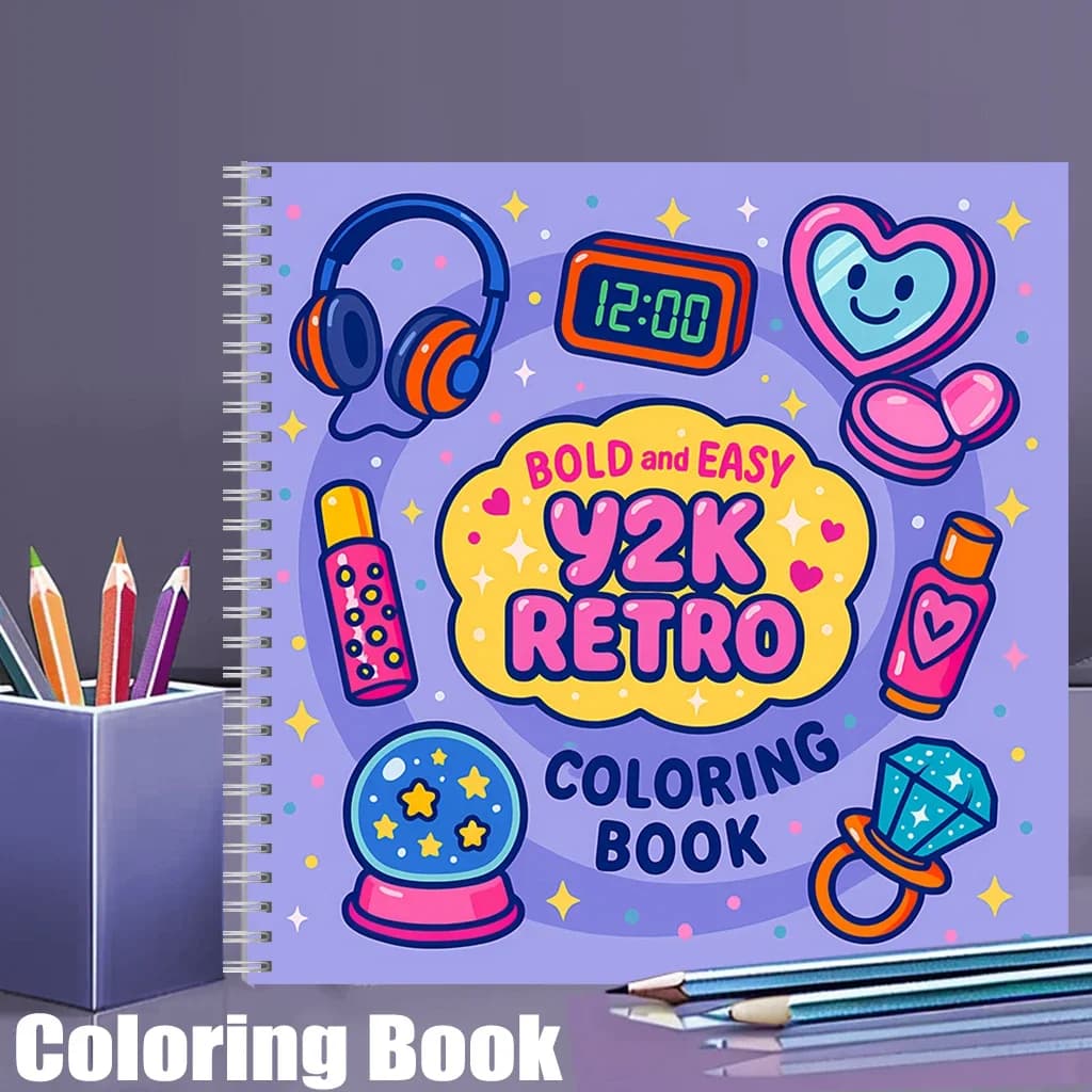 Easy Retro Coloring Book for Adult Colouring Book, Birthday Day Gift, Back to School Supplies, Adults Cute Drawing Book