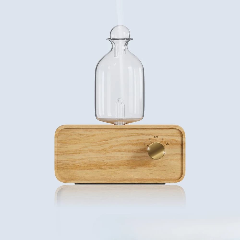Rechargeable Wood Glass Scent Diffuser Essential Oil Nebulizing Aroma Machine Desktop Decor For Home