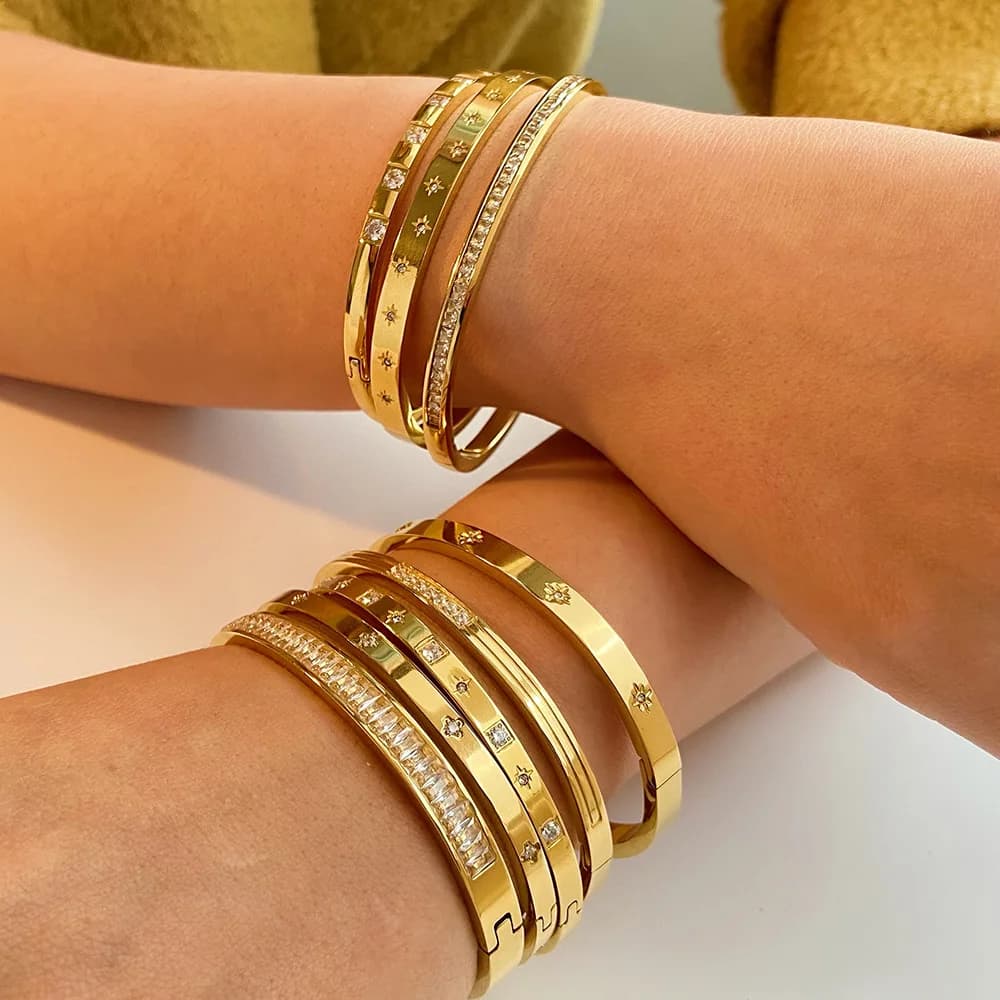 Nuovo Bracciale Impermeabile in Zirconia Cubica, Braccialetto in Acciaio Inossidabile Resistente all'Ossidazione, Gioielli da Donna, Vendita all'Ingrosso, Personalizzabile