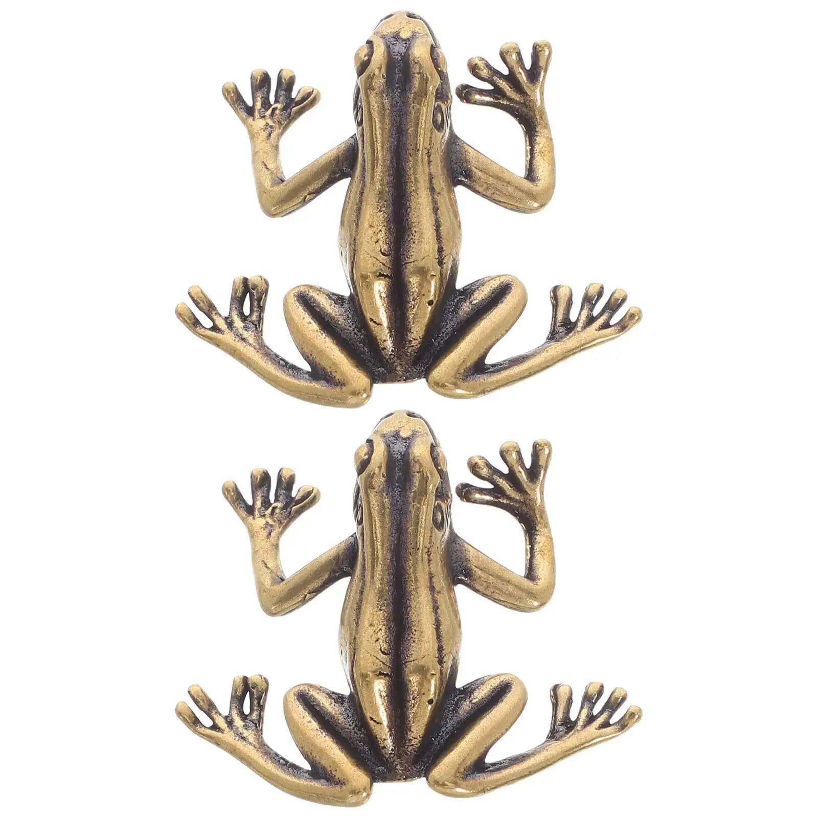 Manopole per mobili a forma di rana solida da 2 pezzi Maniglie per cassetti con animali vintage per cassettiere Armadi Maniglie per mobili in ottone