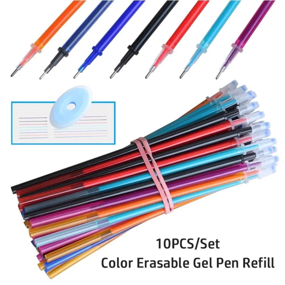 10PCS/Set 0.5mm Colorful Ink Gel Pen Refill Erasable Writing Stationery Neutral Pen Refill Writing Tool Neutral Pen Core