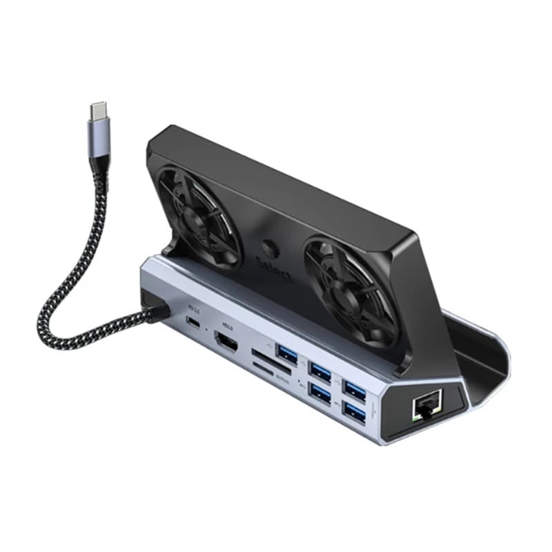 SHUOMENG HUB per docking station 10 in 1 per Steam Deck OLED e ROG Ally X e Legion Go Doppia ventola di raffreddamento 4K -Compatibile