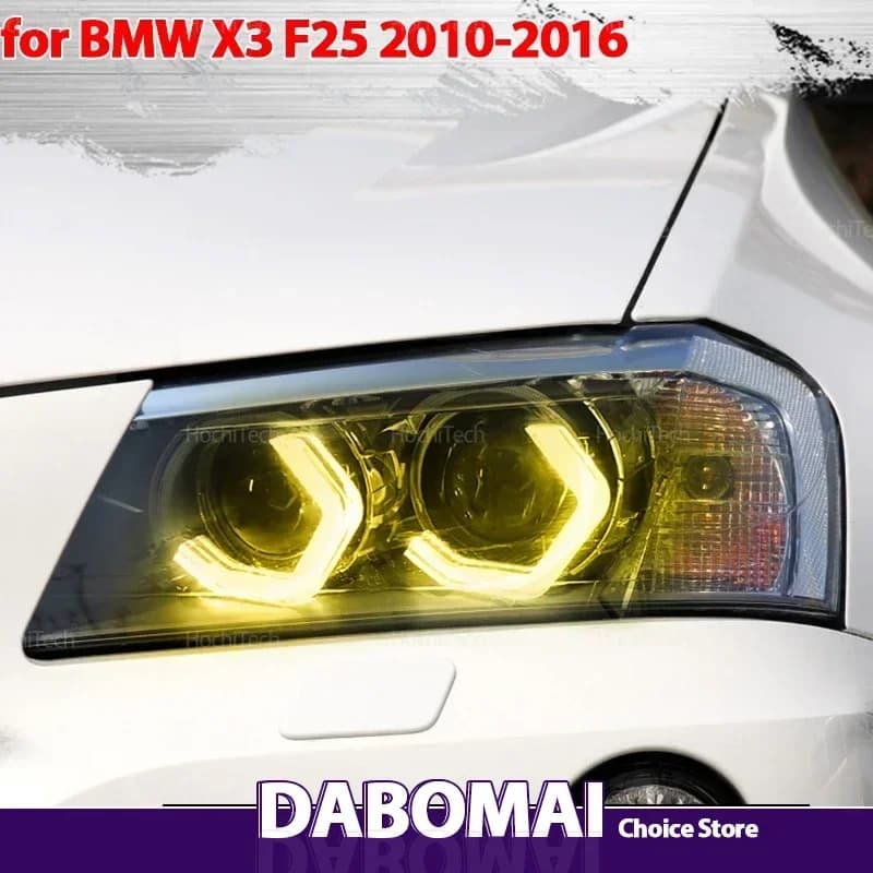 Kit LED Ultra Luminoso Stile M4 con Occhi di Angelo, Anelli Giallo Limone, Fari e Luci Diurne per BMW X3 F25 2010-2016