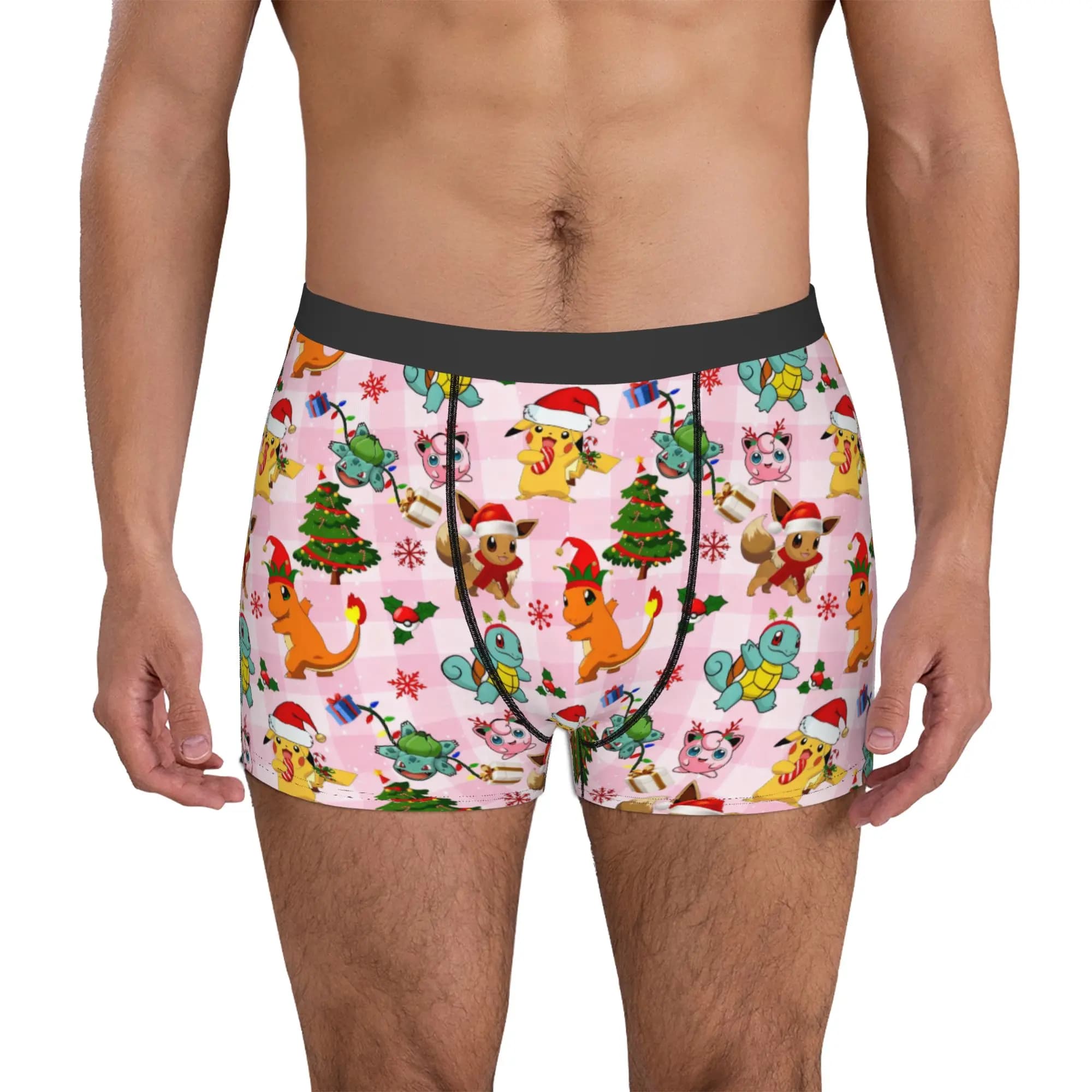 Intimo da uomo Cool Pokemon Pikachu Bulbasaur Charmander Squirtle Boxer Briefs Pantaloncini traspiranti Mutandine