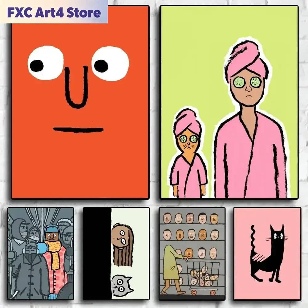 Poster artistico senza cornice J-Jean J-Jullien, adesivo di alta moda per soggiorno, ingresso, decorazioni di lusso per la casa