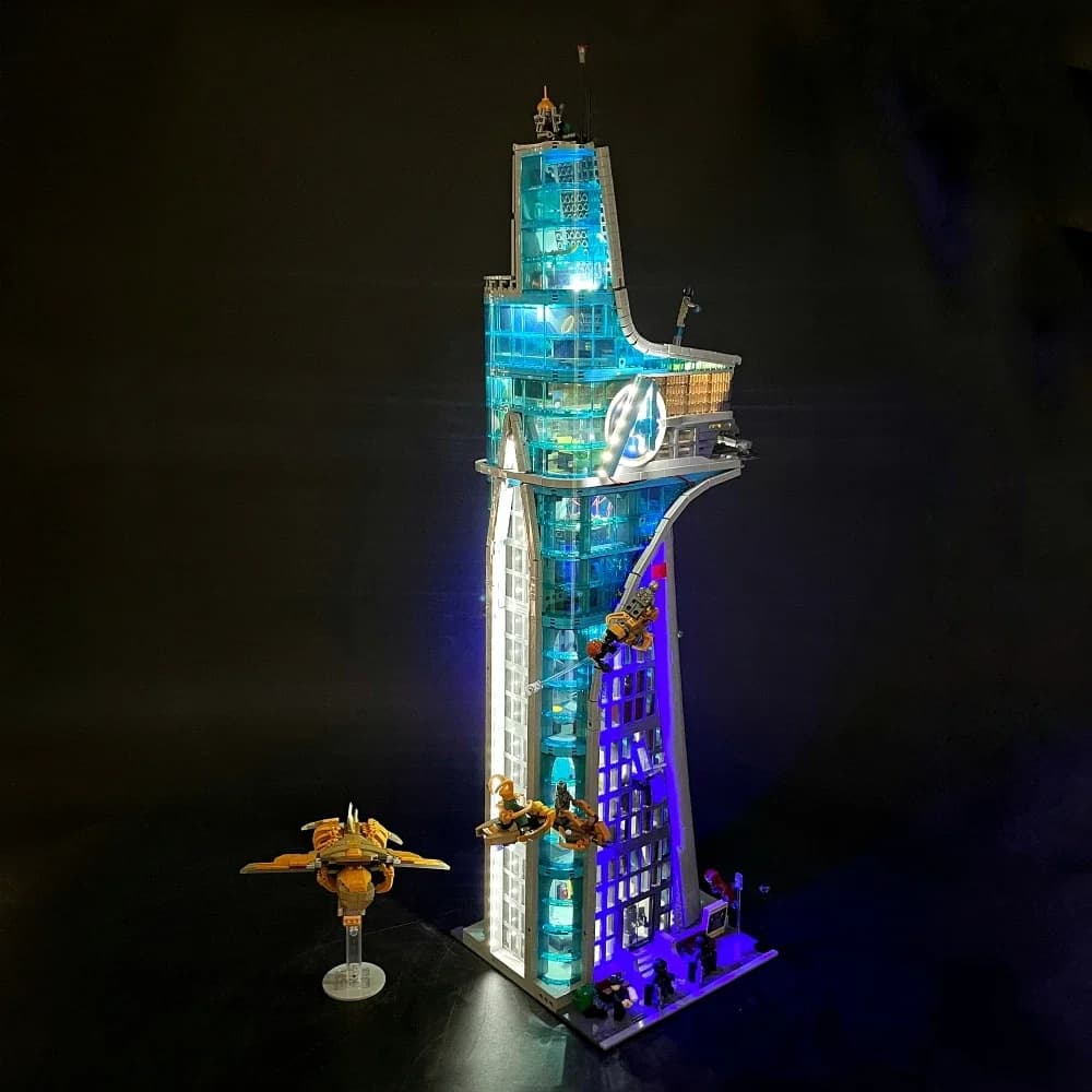 Luce a LED compatibile per 76269 Avengers Tower Building Blocks Lampada telecomando (non include blocchi di costruzione) Regalo di Natale