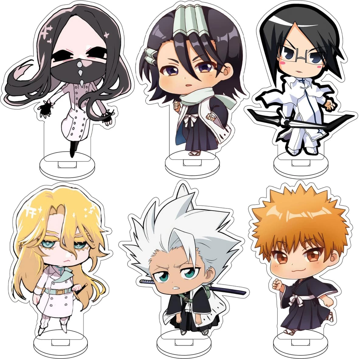 Anime BLEACH Kurosaki Ichigo Inoue Orihime Kuchiki Rukia Ishida Uryuu Cos 10CM Acrylic Figure Stand Cute Ornaments Gifts
