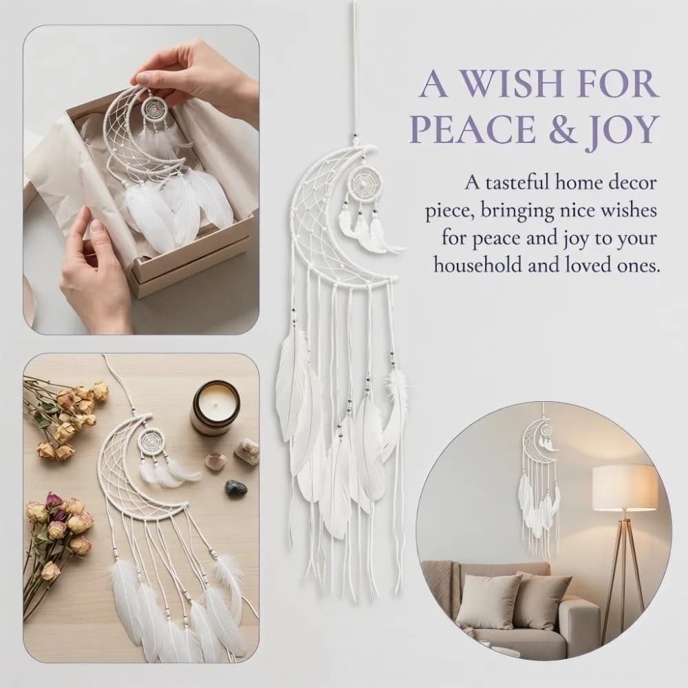 39.37 in Dreamcatcher Wall Hanging white moon Handmade Woven Dreamcatcher Handmade Indoor Dreamcatcher Decor Balcony Layout