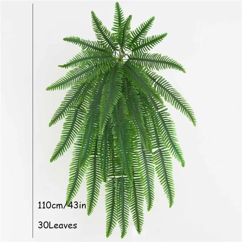 73-115 cm long persian artificial plants, fake Boston fern leaves, plastic climbing plants to hang on wall for domestic and garden decorations