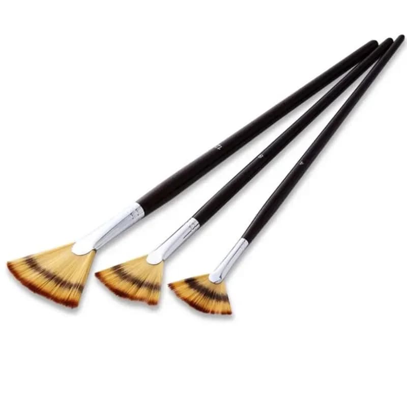 Art Supplies Nylon Fan-shaped Brushes Water Color Brushes Oil Brush Set 3Pcs /lot