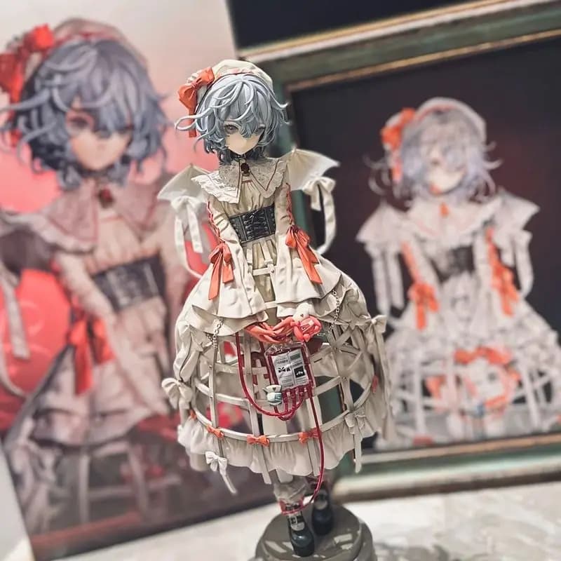 Figura da Collezione Remilia Scarlet 27cm, Personaggio Anime con Capelli Corti e Ali di Pipistrello, Decorazione da Scrivania per Fan di Anime, Giocattolo da Esposizione e Regalo