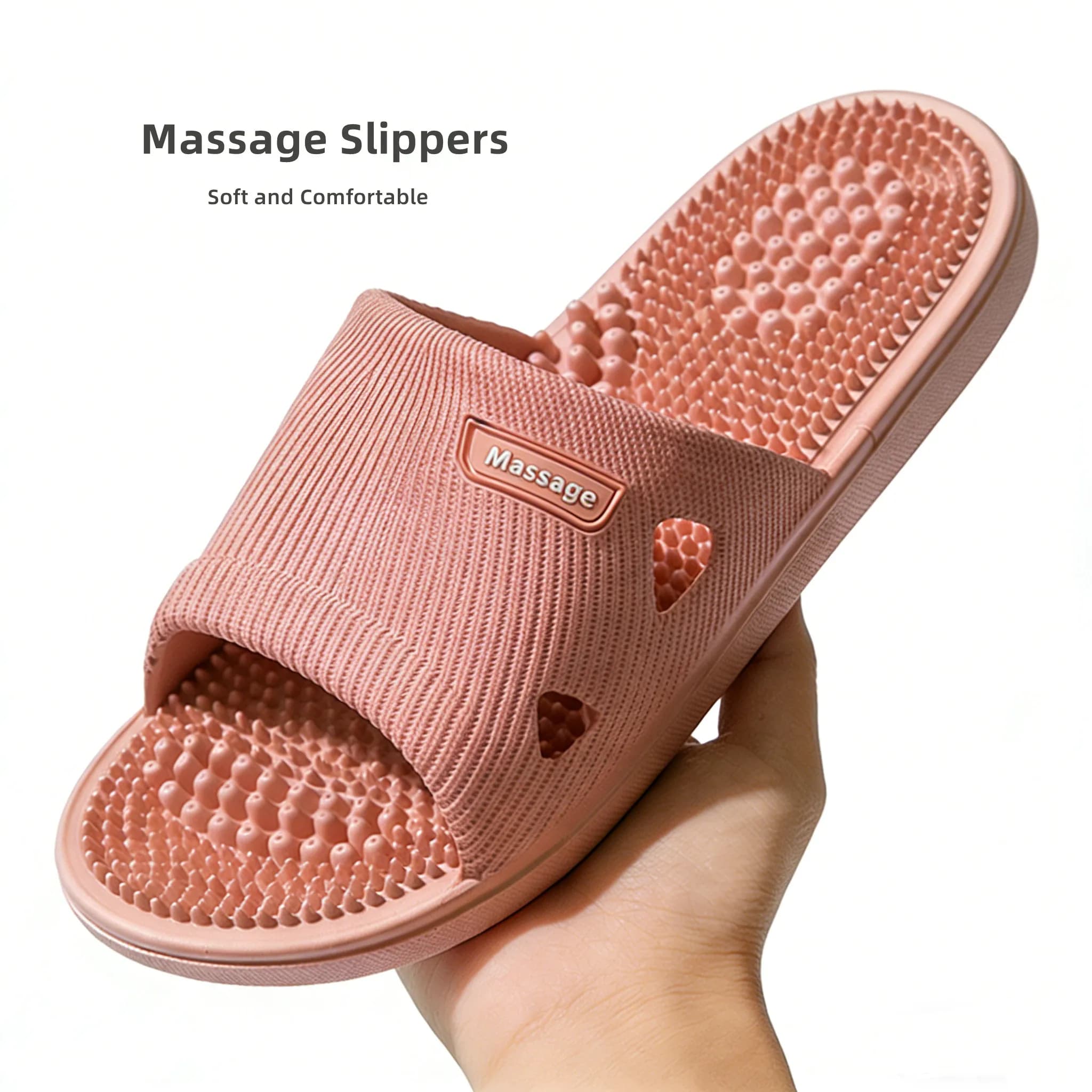 Women's Massage slippers, Men's bath slippers, Summer sandals, Breathable slippers Anti-slip for Interior and Exterior, Soft shoes and Comfortable for Couples