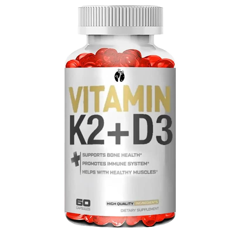 Calcium supplement to vitamin D3 K2 - Vitamin D 5000 UI+Vitamin K2 MK7 100 Mcg, 60 capsules