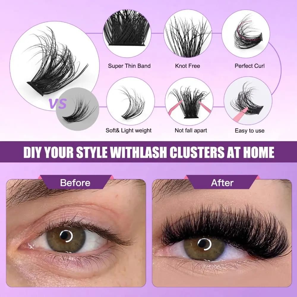 Fake Eyelash Natural Effect, 3D Fake Lock Design, Wispy Style for Makeup Improvement