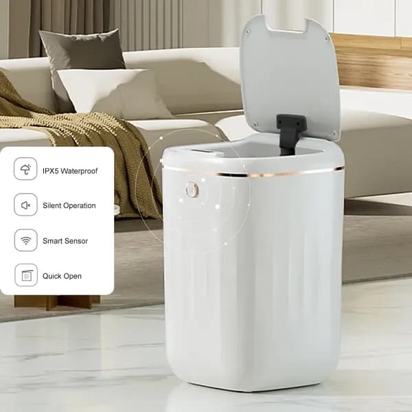 Bidone della spazzatura automatico con sensore TouchlMotion Bidone della spazzatura intelligente bianco per la cucina del bagno