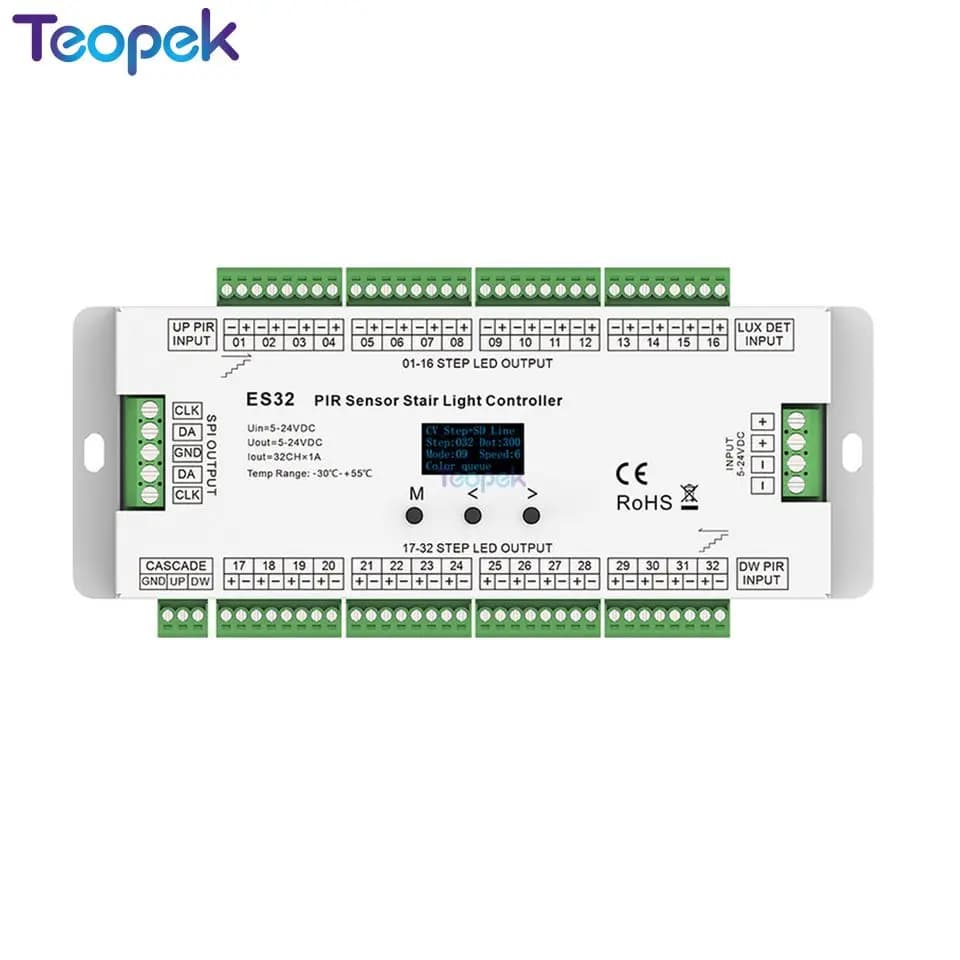 Skydance Smart Stair Light Controller ES32 32 Stepcase PIR sensore di movimento sensore di luce diurna SPI Pixel led Controller di illuminazione