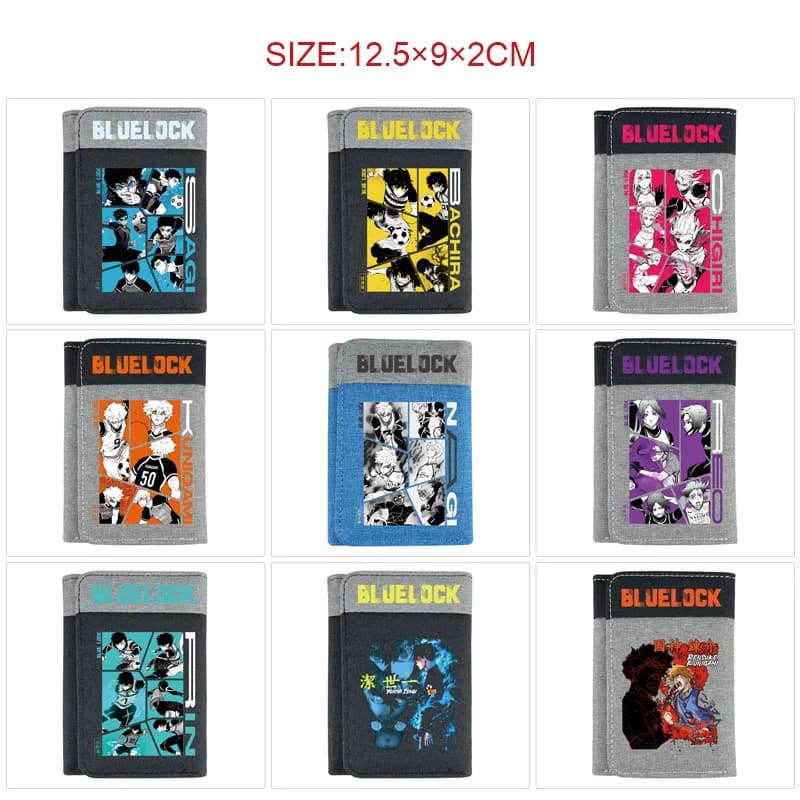 Blue Lock Anime Nagi Seishiro Chigiri Hyoma Short Wallet Leather Snap Button Printed Character Card Cash Holder For Fans Gift