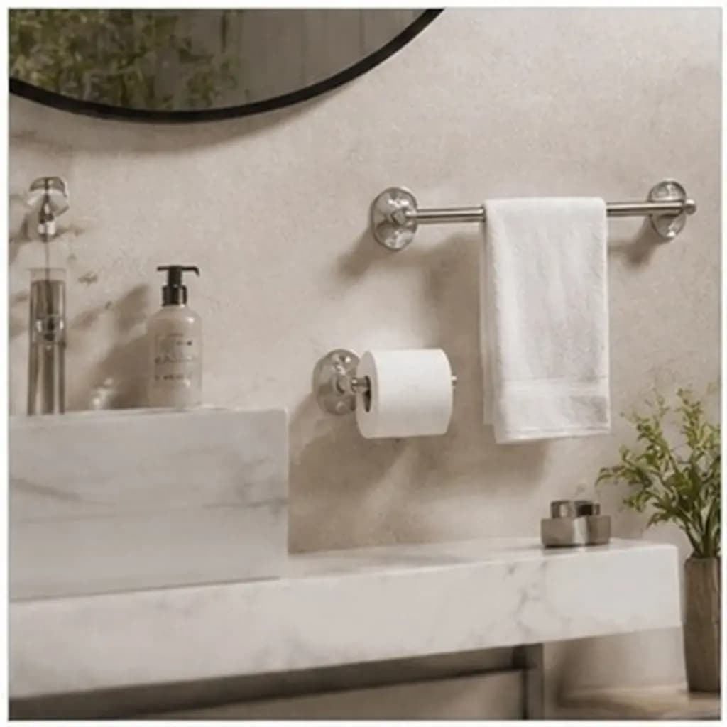 4Pcs Bathroom Hardware Replacement Kit Towel Bar Brackets Toilet Roll Holder Mounting Supplies Sturdy Easy Clean Bath