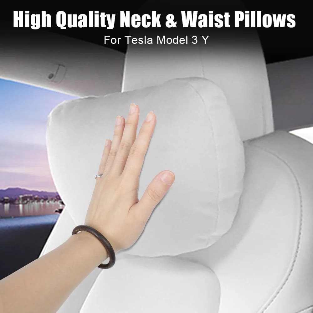 Soft Comfortable Cushion Car Neck Waist Pillows 1 Pc For Head Lumbar Relief Support Universal For Tesla Model 3 Y Headrest