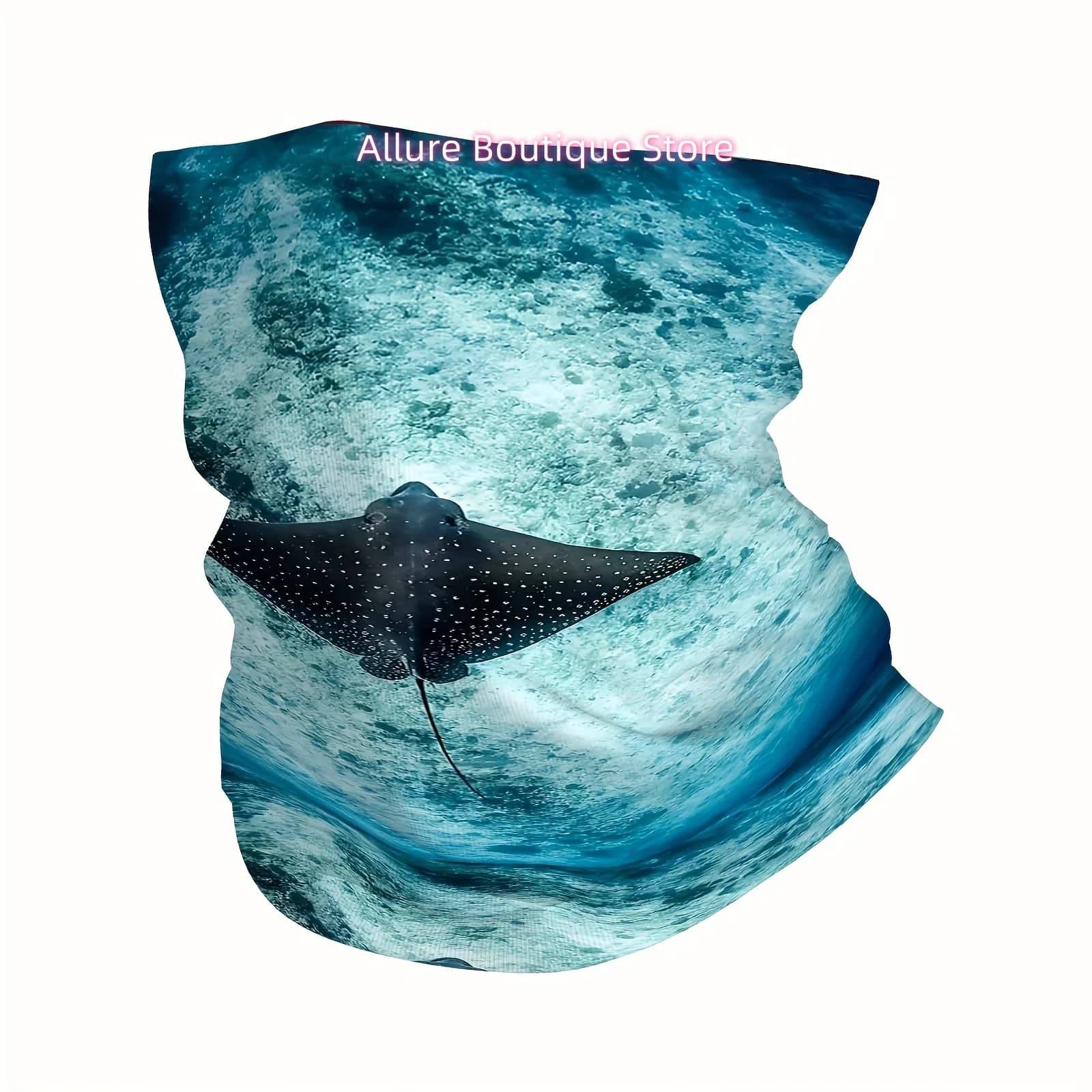 Two Spotted Eagle Rays, Underwater Photo, Sandy Ocean FloorPrint Scarf, Multi Functional Mask and Neck Mask, Suitable for Outdoo
