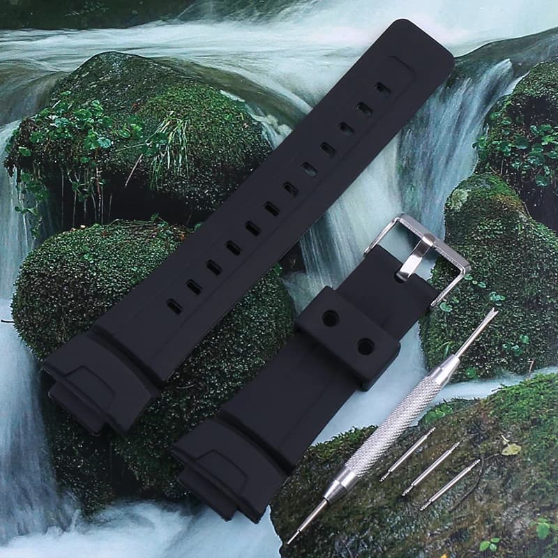 Watch accessories Compatible Casio Watch Band for G-100 G101 200 GW-2310 2110 G2300 Rubber Sports Wrist Strap for Men, 16mm